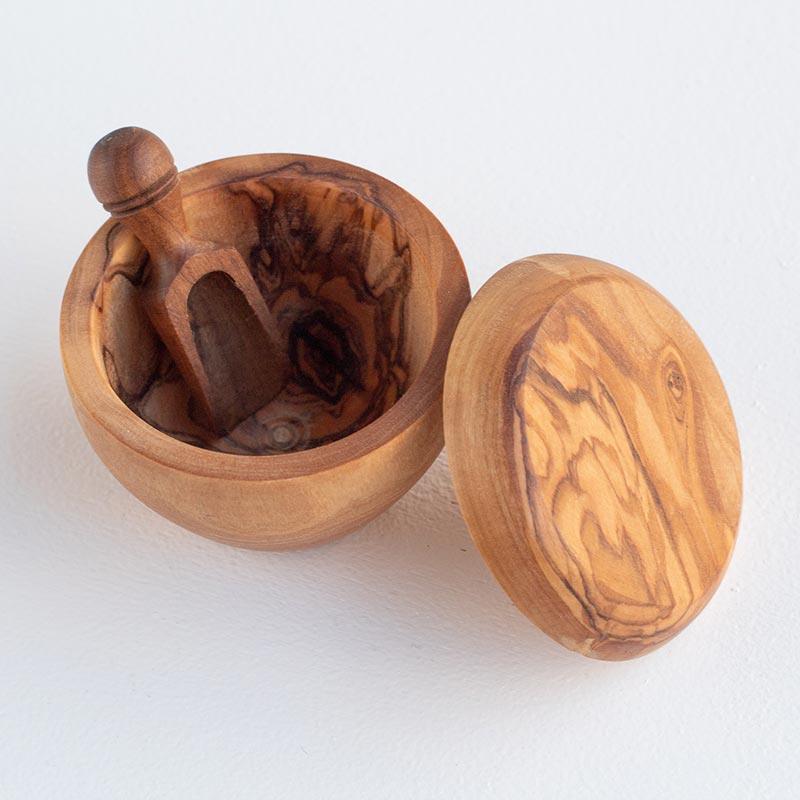 Naturally Med Olive Wood Salt Pot - Image 5