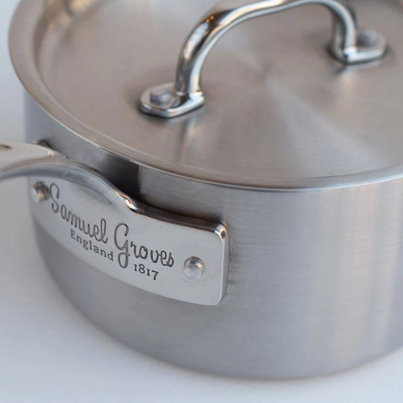 Samuel Groves Stainless Steel Brushed Triply Saucepan - Image 4